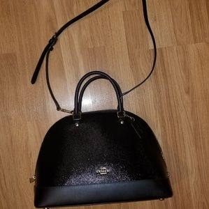 Black leather coach purse